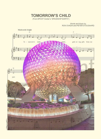 Walt Disney World Four Theme Parks Magic Kingdom, Epcot, Hollywood Studios, Animal Kingdom  Set Sheet Music Wall Art — Disney Gift for Music Lovers