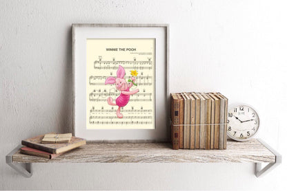 Winnie the Pooh Piglet Sheet Music Wall Art — Disney Gift for Music Lovers