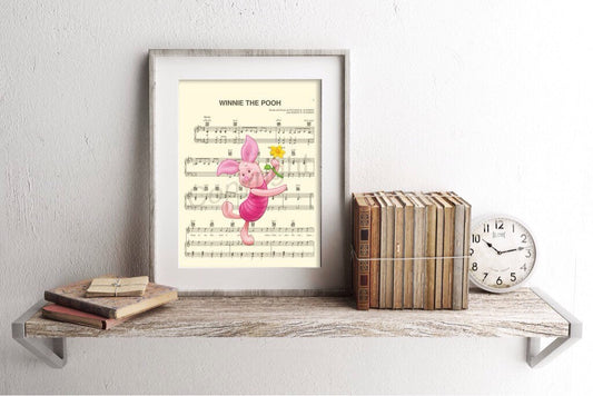 Winnie the Pooh Piglet Sheet Music Wall Art — Disney Gift for Music Lovers