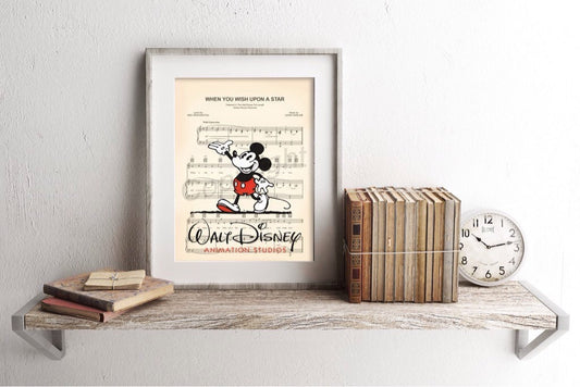 Mickey Mouse Walt Disney Animation Studios When You Wish Upon A Star Sheet Music Art Print