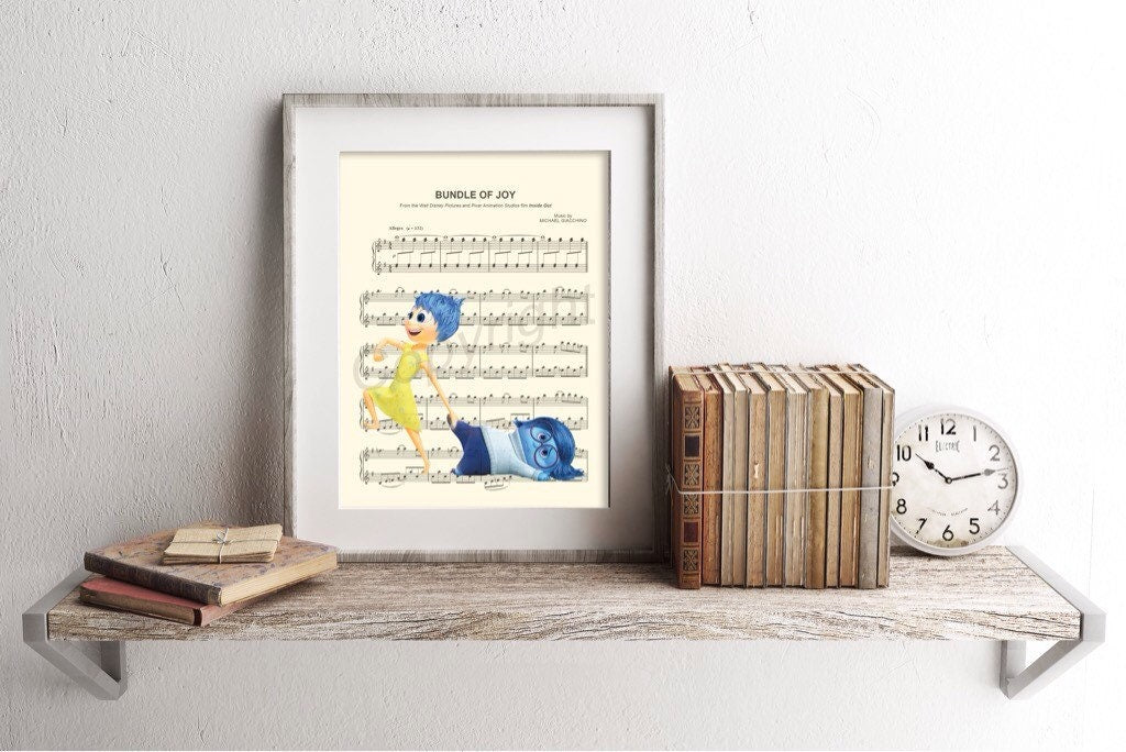 Inside Out Joy and Sadness Bundle of Joy Sheet Music Art Print