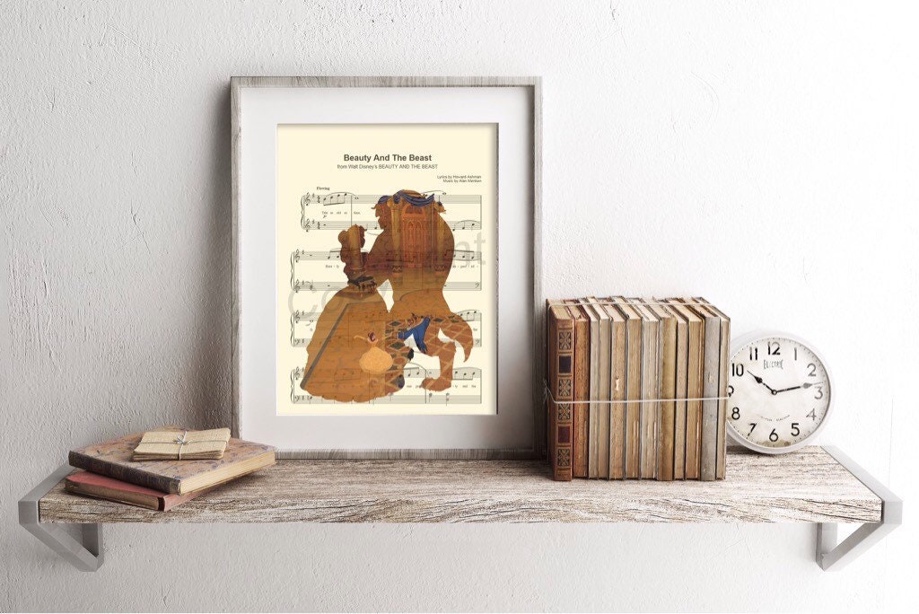 Beauty and the Beast Dancing in the Ballroom Tale As Old As Time Sheet Music Art Print