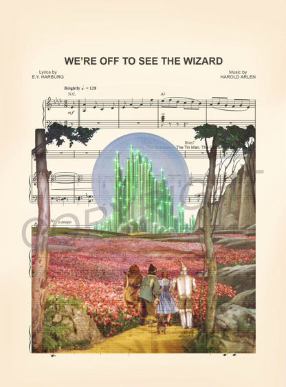 Wizard of Oz Emerald City Off To See The Wizard Sheet Music Art Print
