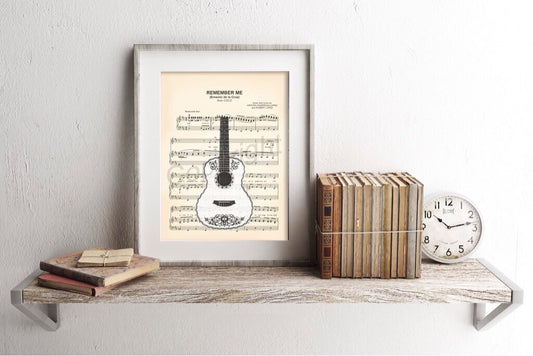 Coco Guitar Remember Me Sheet Music Art Print