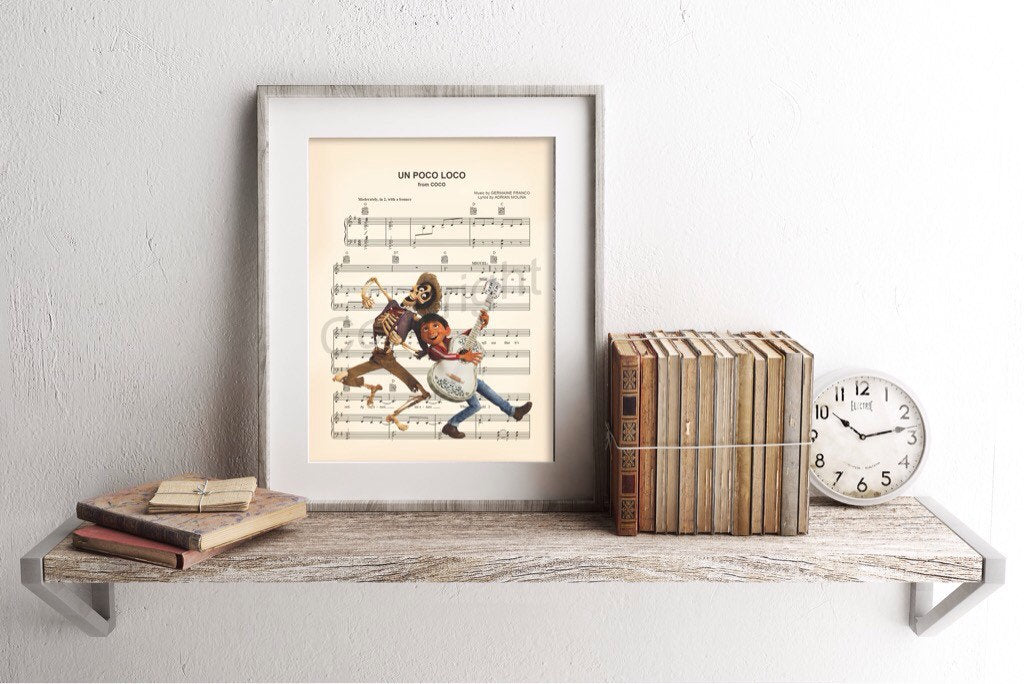 Coco Miguel and Hector Un Poco Loco Sheet Music Art Print