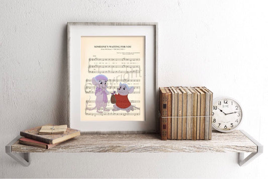 The Rescuers Bernard and Bianca Someone's Waiting For You Sheet Music Wall Art — Disney Gift for Music Lovers