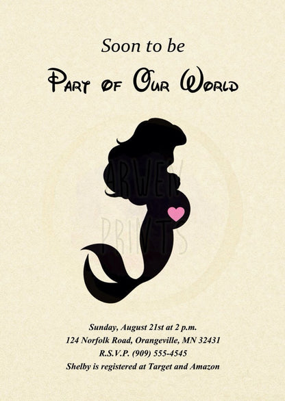 Little Mermaid Ariel Baby Shower Customizable Invitation [Digital File]