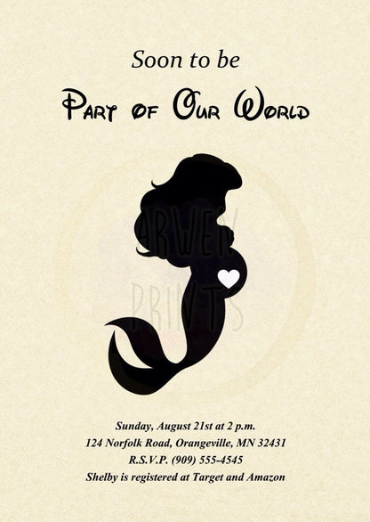 Little Mermaid Ariel Baby Shower Customizable Invitation [Digital File]