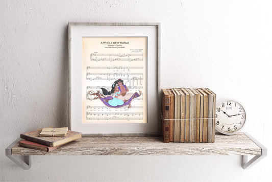 Aladdin and Jasmine Carpet Ride Sheet Music Art Print