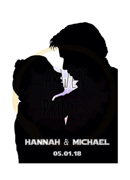 Star Wars Han Solo and Princess Leia Couple Names and Date Art Print