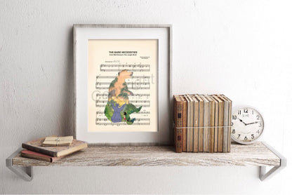 The Jungle Book Baloo and Mowgli  Bare Necessities Sheet Music Wall Art — Disney Gift for Music Lovers