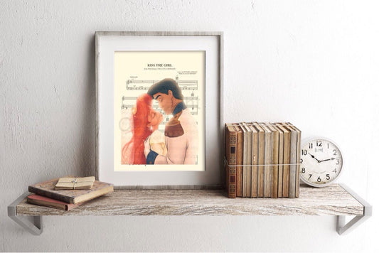 Little Mermaid Ariel and Eric Married Sheet Music Art Print