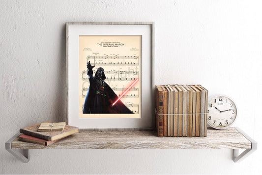 Star Wars Darth Vader Imperial March Sheet Music Wall Art — Disney Gift for Music Lovers