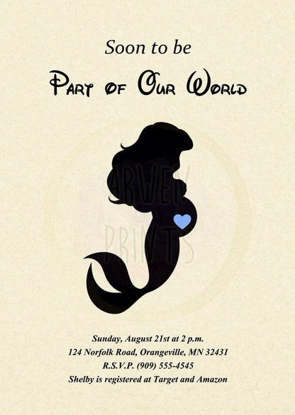Little Mermaid Ariel Baby Shower Customizable Invitation [Digital File]