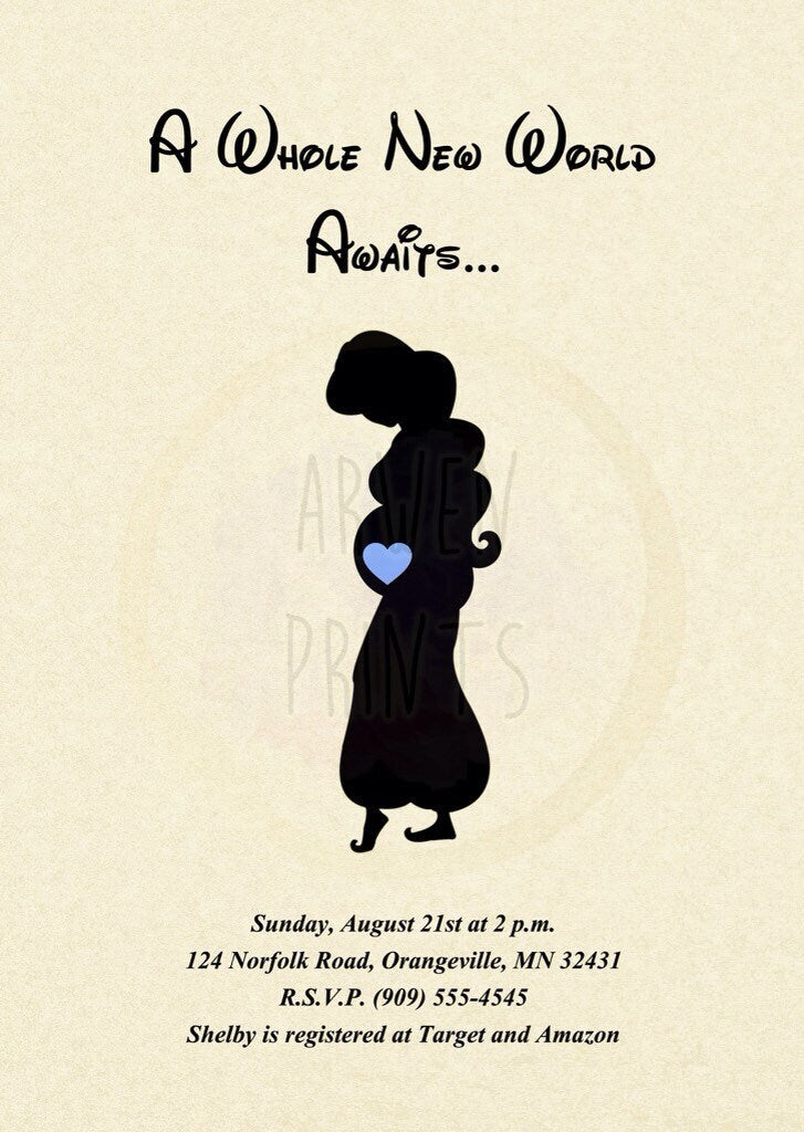 Aladdin Jasmine Baby Shower Invitation [Digital File]