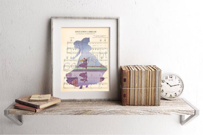 Sleeping Beauty Aurora  Once Upon A Dream Sheet Music Wall Art — Disney Gift for Music Lovers