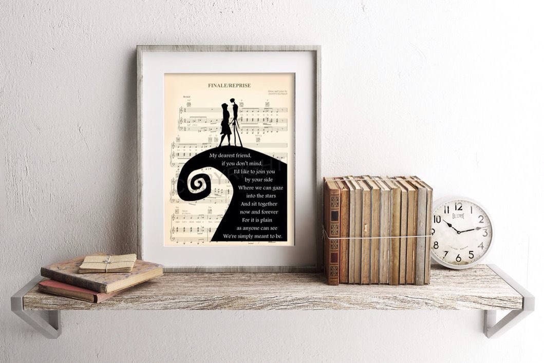 Nightmare Before Christmas Simply Meant To Be Sheet Music Art Print