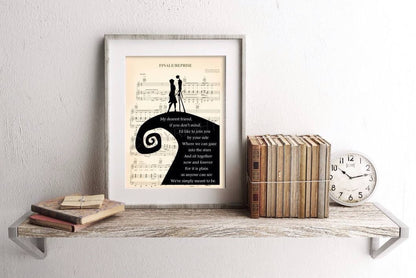 Nightmare Before Christmas Simply Meant To Be Sheet Music Art Print