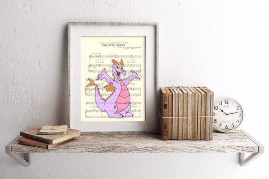 Figment One Little Spark Sheet Music Wall Art — Disney Gift for Music Lovers