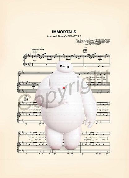 Big Hero 6 Baymax Immortals Sheet Music Art Print