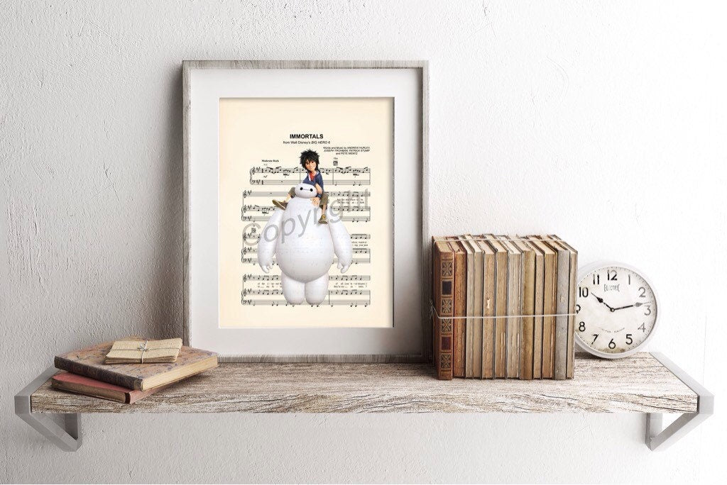 Big Hero 6 Baymax and Hiro Immortals Sheet Music Art Print