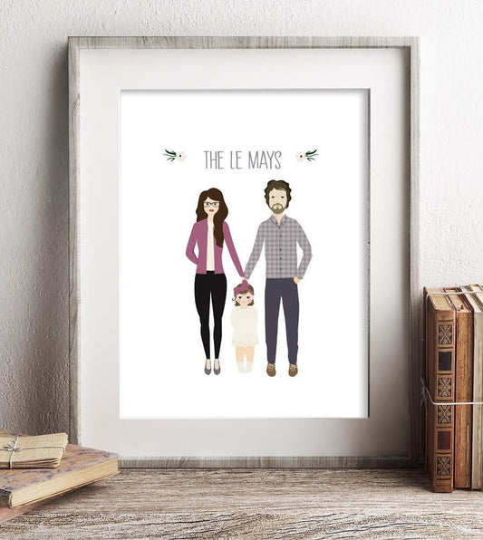 Custom Artsy Couple Family Portrait Art Print