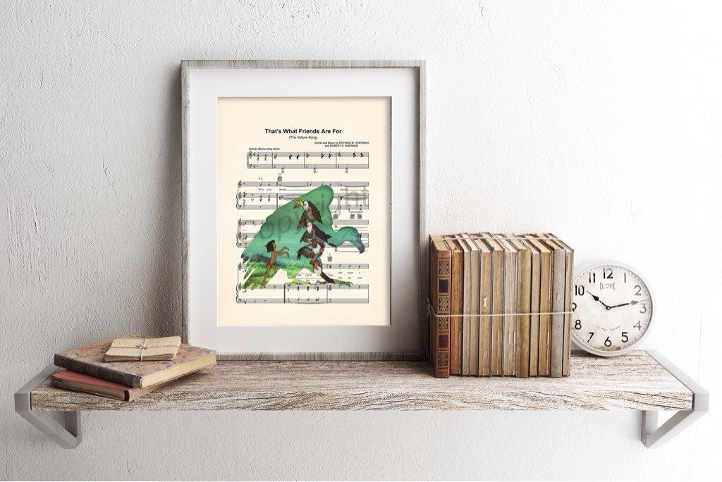 Jungle Book Mowgli and Vultures Sheet Music Art Print