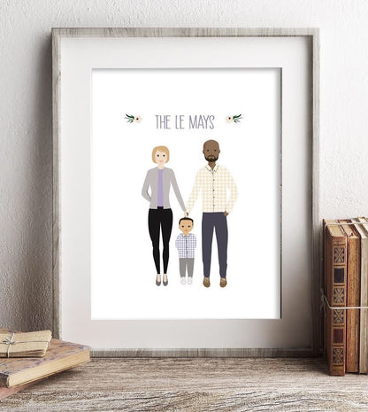 Custom Artsy Couple Family Portrait Art Print