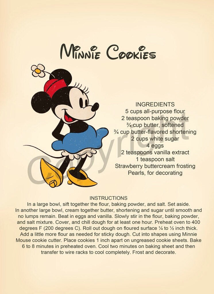 Minnie Cookie Recipe Art Print