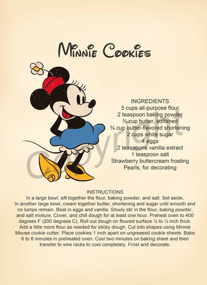 Minnie Cookie Recipe Art Print