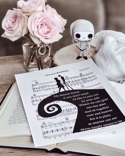 Nightmare Before Christmas Simply Meant To Be Silhouette Finale Sheet Music Art Print