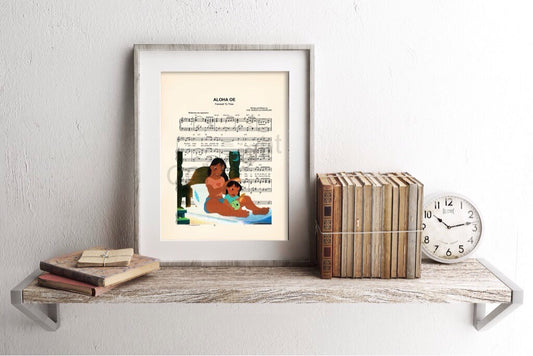 Lilo and Stitch Lilo and Nani Bedroom Scene Sheet Music Art Print