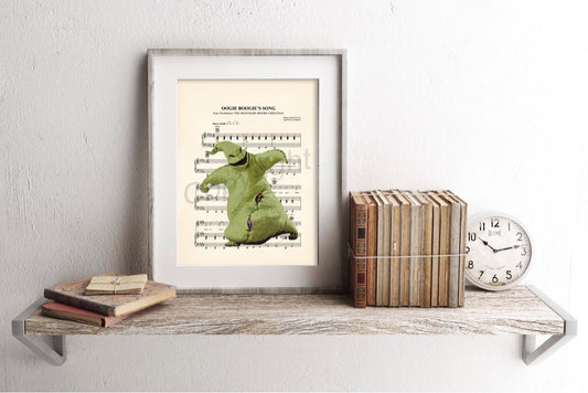 Nightmare Before Christmas Oogie Boogie Sheet Music Art Print