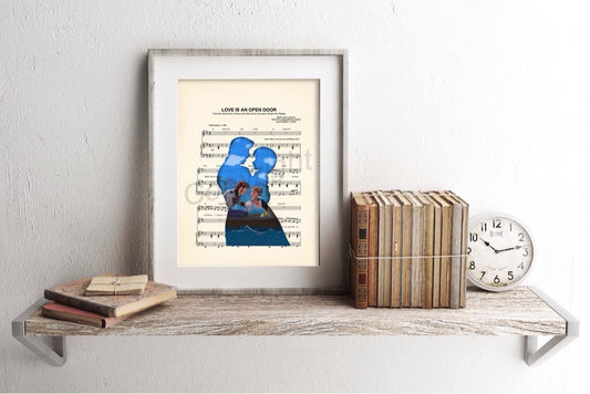 Frozen Anna and Hans Love is an Open Door Sheet Music Wall Art — Disney Gift for Music Lovers