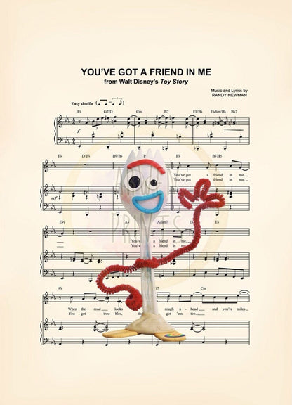 Toy Story Forky You've Got A Friend In Me Sheet Music Art Print
