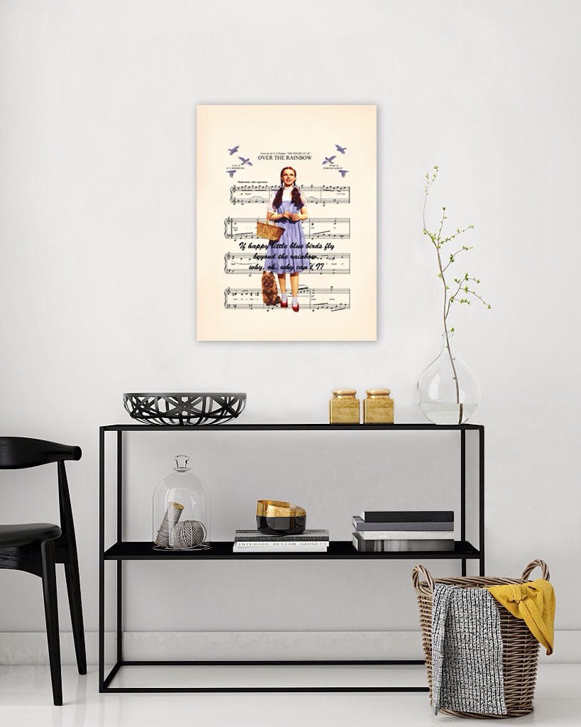 Wizard of Oz Dorothy and Toto Over the Rainbow Canvas Sheet Music Art Print