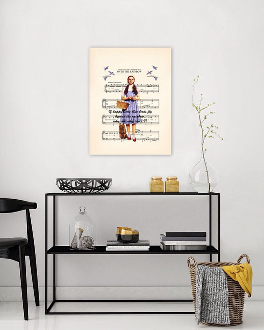 Wizard of Oz Dorothy and Toto Over the Rainbow Canvas Sheet Music Art Print