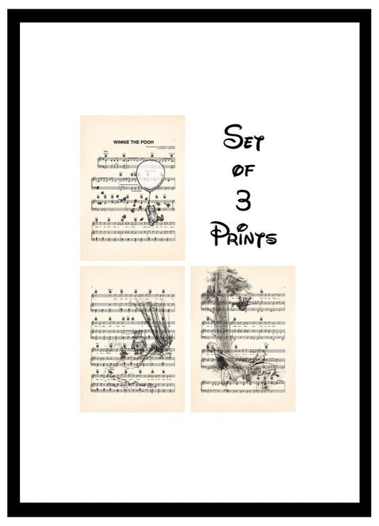 Winnie the Pooh Original Artwork Sheet Music Art Print Set