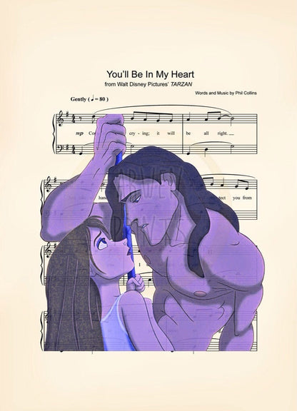 Tarzan and Jane Sheet Music Art Print