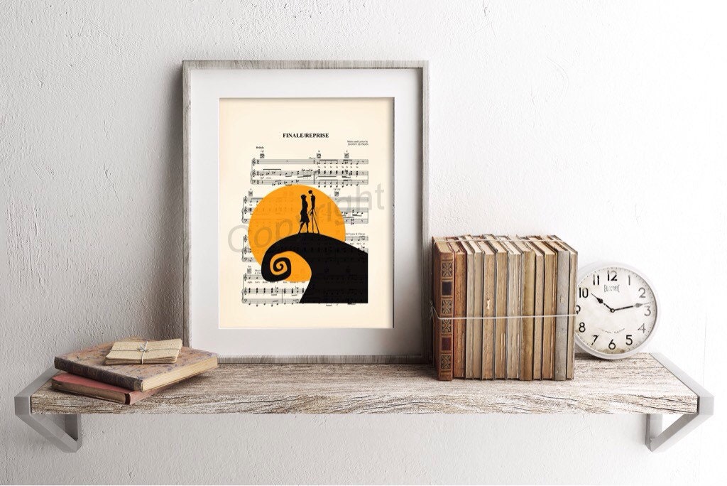 Nightmare Before Christmas Orange Moon Sheet Music Art Print