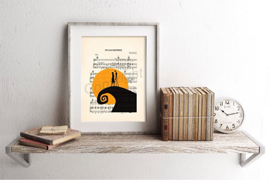 Nightmare Before Christmas Orange Moon Sheet Music Art Print