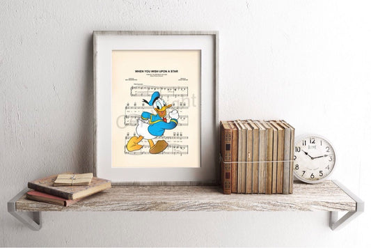 Donald Duck When You Wish Upon A Star Sheet Music Art Print