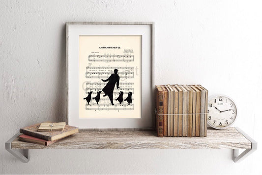 Mary Poppins Bert Dancing with Penguins Chim Chim Cher-ee Sheet Music Art Print