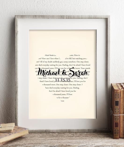 Custom Wedding Heart Song - First Dance Lyrics - Couple Song- Anniversary Gift - Newlywed Gift