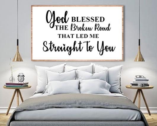 Bless the Broken Road Canvas - Lyrics Art Canvas - Rustic Sign - Country Signs - Farmhouse Sign - Home Decor - Gift for Her