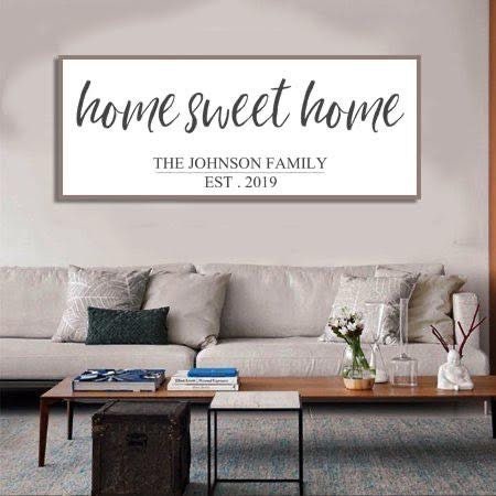 Home Sweet Home Sign - Home Wall Decor - Farmhouse Wall Decor - Home Sign - Family Name Sign