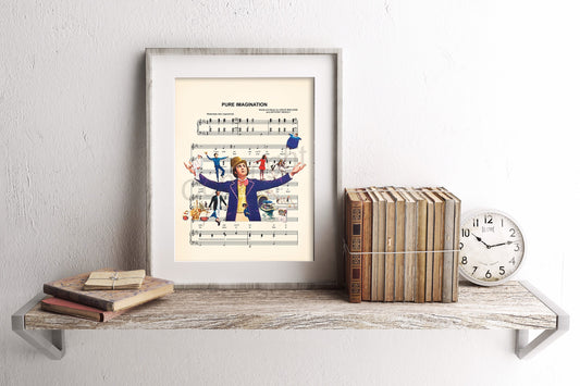 Willy Wonka Scrumdiddlyumptious Pure Imagination Sheet Music Art Print
