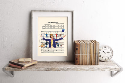 Willy Wonka Scrumdiddlyumptious Pure Imagination Sheet Music Art Print