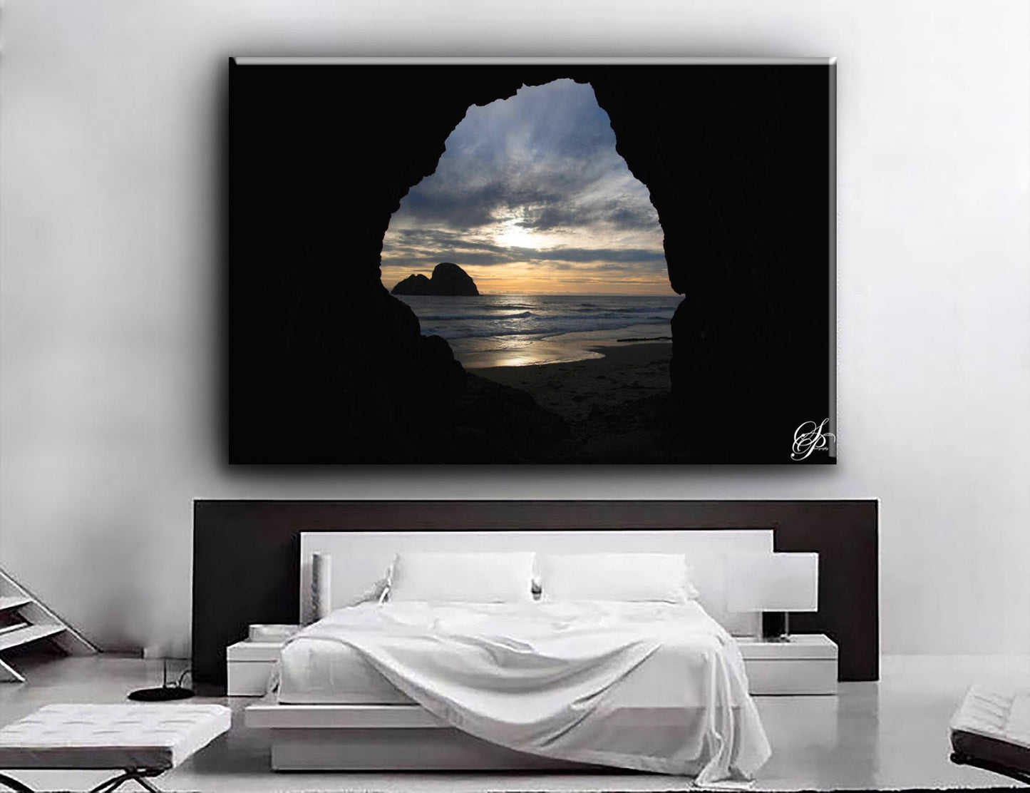 Premium Oregon Coast Cave View Scene Canvas Art