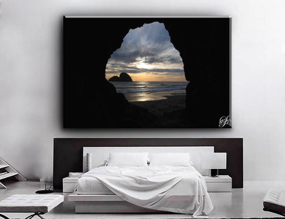 Premium Oregon Coast Cave View Scene Canvas Art